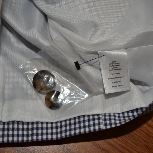 Talbot's NEW Blue white Gingham Houndstooth Career Preppy Lined cotton blazer, 6 - Picture 10 of 11